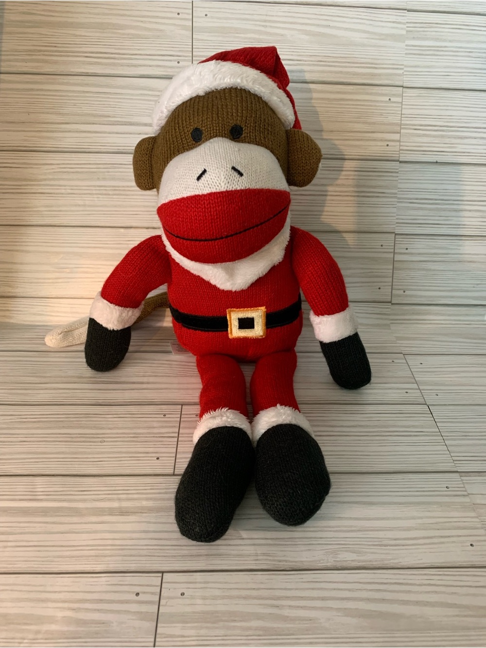 Plush Red Santa Sock Monkey Stuffed Animal